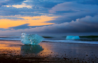 Icebergs On Black Beach